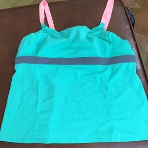 Lands End Mint Green and Coral Tankini Top